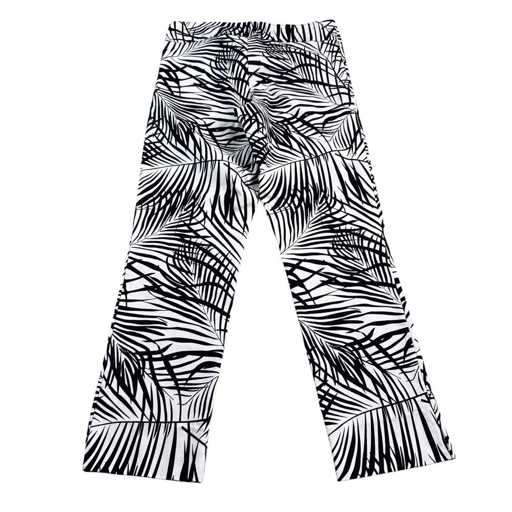 Estelle and Finn Black White Ankle Trousers Women's Size 6 Palm Print Made in NY - Picture 9 of 16